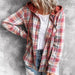 Color-Red Plaid Red Hat-Autumn Winter Women Clothing Hooded Polyester Cotton Plaid Shacket Coat-Fancey Boutique