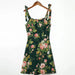 Summer Women Clothing Lace-up Floral Print Wooden Ear A line Dress Short Tie Strap-Multi-Fancey Boutique