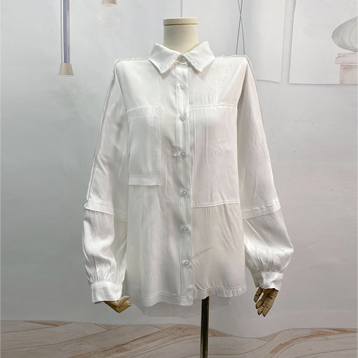 Color-White-New Popular Women Shirt Spring Summer Long Sleeves Elegant Slim-Fit Long-Sleeved White Shirt-Fancey Boutique