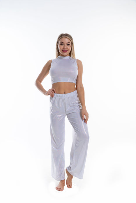 Color-White-Ice Silk Vest Wide Leg Pants Suit Ice Silk Breathable Comfortable Dance Bloomers Yoga Clothes-Fancey Boutique