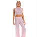 Color-Pink-Ice Silk Vest Wide Leg Pants Suit Ice Silk Breathable Comfortable Dance Bloomers Yoga Clothes-Fancey Boutique