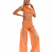 Color-Orange-Ice Silk Vest Wide Leg Pants Suit Ice Silk Breathable Comfortable Dance Bloomers Yoga Clothes-Fancey Boutique