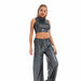 Color-Black-Ice Silk Vest Wide Leg Pants Suit Ice Silk Breathable Comfortable Dance Bloomers Yoga Clothes-Fancey Boutique