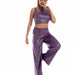 Color-Purple-Ice Silk Vest Wide Leg Pants Suit Ice Silk Breathable Comfortable Dance Bloomers Yoga Clothes-Fancey Boutique