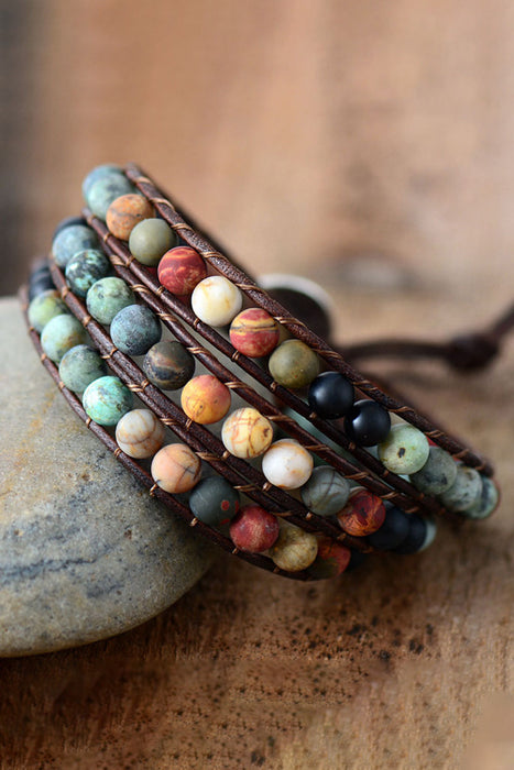 Handmade Triple Layer Beaded Agate Bracelet-One Size-Fancey Boutique