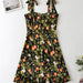 Floral Print Ruffled Hem Mini Slim Fit French Dress Summer-Black-Fancey Boutique