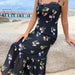 Spring Women Floral Plants Floral Print Slit Strap Dress-Fancey Boutique