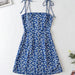 Summer Women Clothing Strap Lace-up Lined off-Neck A- line Dress Short Dress-Blue-Fancey Boutique