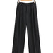 Color-Black-Spring Waist Pleated Baggy Straight Trousers Mid Waist Casual Pants Work Pant Trousers-Fancey Boutique