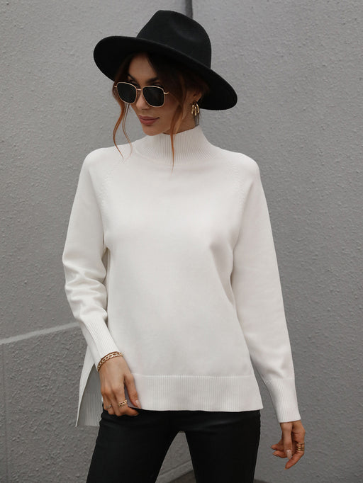 Color-White-Autumn Winter Solid Color Sweater Turtleneck Women Clothing Solid Color Turtleneck Sweater for Women-Fancey Boutique