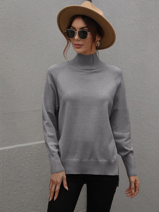 Color-In the Gray-Autumn Winter Solid Color Sweater Turtleneck Women Clothing Solid Color Turtleneck Sweater for Women-Fancey Boutique