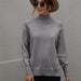 Color-In the Gray-Autumn Winter Solid Color Sweater Turtleneck Women Clothing Solid Color Turtleneck Sweater for Women-Fancey Boutique