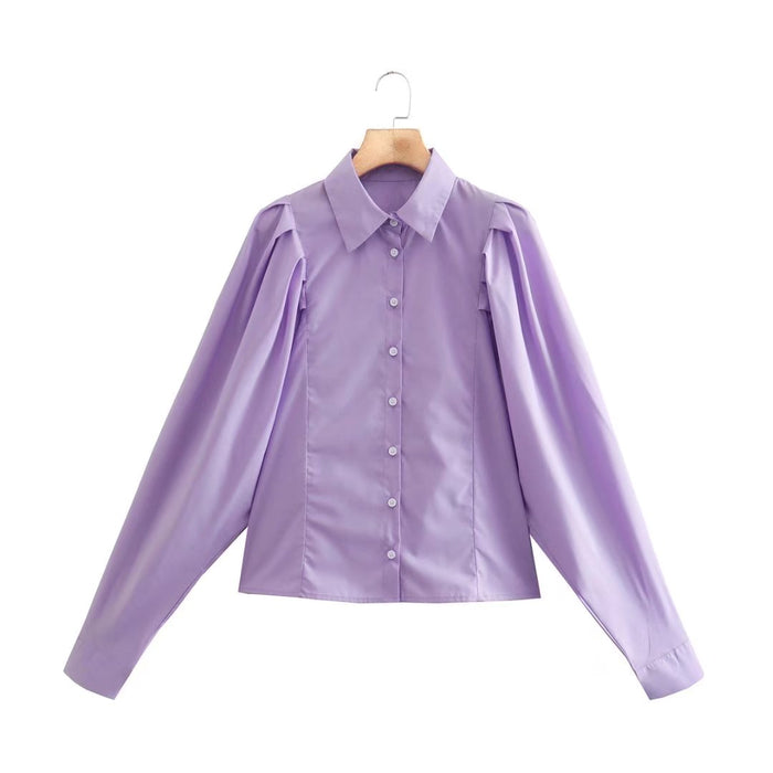 Color-Lilac Purple-Summer Women Clothing Trendy Color Loose Cardigan Shirt Chic-Fancey Boutique
