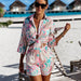 Color-Pink-Summer Blouse Pants Casual Beach Degrees Wind False Two-Piece Suit-Fancey Boutique