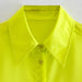 Color-Spring Women Bright Yellow Satin Texture Shirt Top-Fancey Boutique