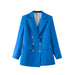 Color-royal blue-Metal Buckle Green Blazer Elegant Slimming Double Breasted British Women Top-Fancey Boutique