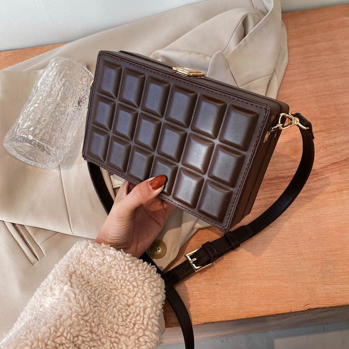 Fashionable embossed shoulder bag chocolate crossbody bag-Fancey Boutique