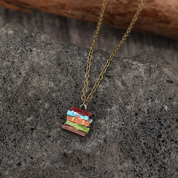 Alloy Books Pendant Necklace-One Size-Fancey Boutique