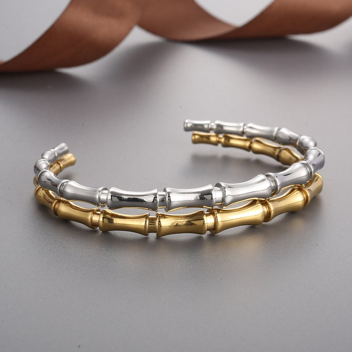 Stainless Steel Bamboo Shape Bracelet-Fancey Boutique