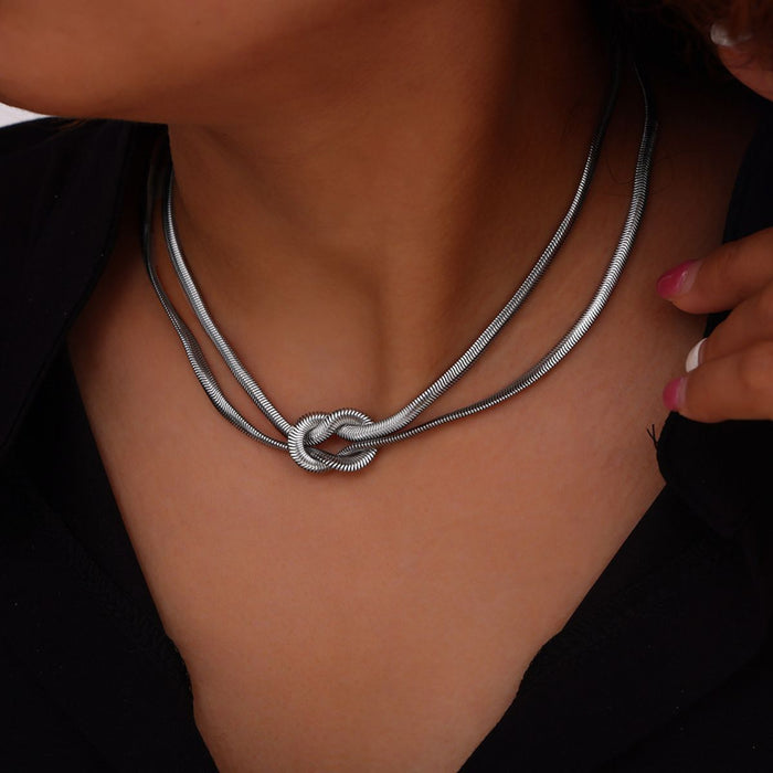 Titanium Steel Knot Necklace-One Size-Fancey Boutique