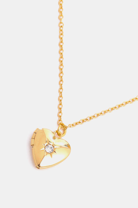 Zircon Heart Shape 14K Gold-Plated Pendant Necklace-Fancey Boutique