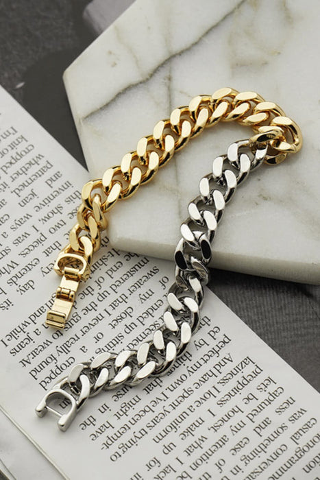 Two-Tone Chunky Chain Bracelet-One Size-Fancey Boutique