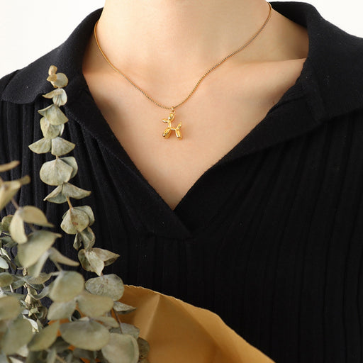 18K Gold-Plated Titanium Steel Puppy Shape Pendant Necklace-One Size-Fancey Boutique