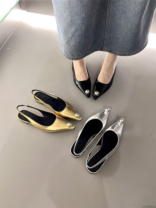 Flats Sandals Elegant Women Shoes Female Footwear Shallow Fashion Metal Slides Ladies Sandals Shoes-Fancey Boutique