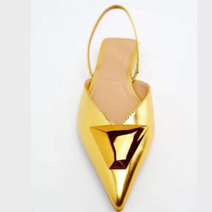 Woman Flat Gold Shoes Women Sandals Elegant Casual Mules Pointe Slingback shoes Luxury-Fancey Boutique