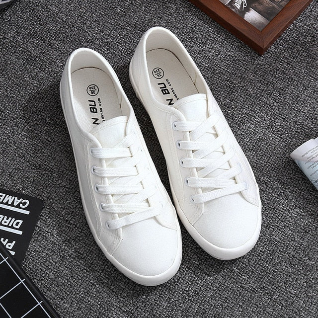 White Canvas Shoes Sports Tennis Women Shoes Autumn Flat Oxford Shoes Woman Female Wild Literary Shoes-Fancey Boutique