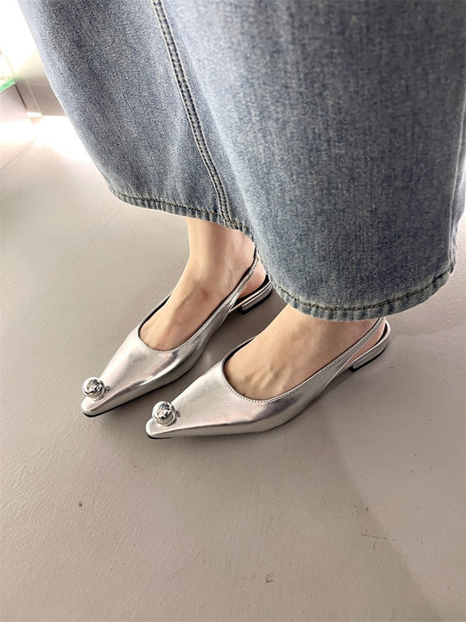 Flats Sandals Elegant Women Shoes Female Footwear Shallow Fashion Metal Slides Ladies Sandals Shoes-Fancey Boutique