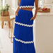 Women Clothing Lace Collage Sleeveless Short Vest High Waist Long Skirt Set-Blue-Fancey Boutique