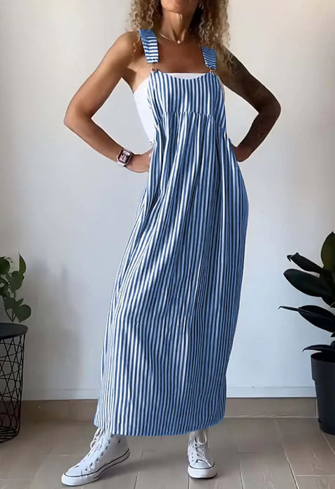 Summer Women Striped Overall Skirt-Blue-Fancey Boutique