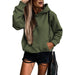 Autumn Winter Solid Color Pocket Hooded for Women All Matching Long Sleeve Top-Green-Fancey Boutique