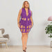 Color-Purple-Plus Size Women Clothes Summer Ripped Collar Vest Dress-Fancey Boutique