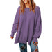 Color-Purple-Simple Solid Color Loose Pullover Top Women Autumn Multicolor Minimalism All Matching Hoodie-Fancey Boutique