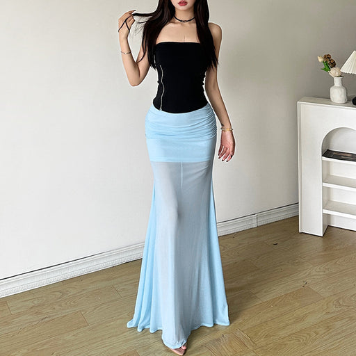 Summer Women Clothing Sexy High Waist Mesh Skirt Wild Fishtail-Fancey Boutique