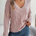 Color-Pink-Autumn Winter Casual Solid Color Twist Long Sleeve Turtleneck Sweater Women Clothing-Fancey Boutique