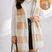 Fall Winter Popular Elegant Cardigan Two Tone Plaid Hooded Women Plush Vest Coat Women-Ivory-Fancey Boutique