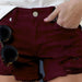 Color-Burgundy-Denim Shorts Women Casual Washed Ripped Shorts High Waist Fringe Jeans-Fancey Boutique