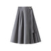 Color-Gray-Irregular Asymmetric Maxi Dress Skirt Autumn Winter Women Autumn French High Waist A line Pleated Skirt Mid Length-Fancey Boutique