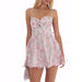 Summer Sweet Gentle Bow Backless Design Floral Sexy Hollow Out Cutout Out Camisole Dress-Multi-Fancey Boutique