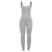 Color-Gray-Summer Women Sleeveless Low Neck Slim Fit High Top Sports One Piece Trousers-Fancey Boutique