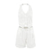 White Cotton Linen Halter Sleeveless Vest Pants Spring Summer Two Piece Set for Women-Fancey Boutique