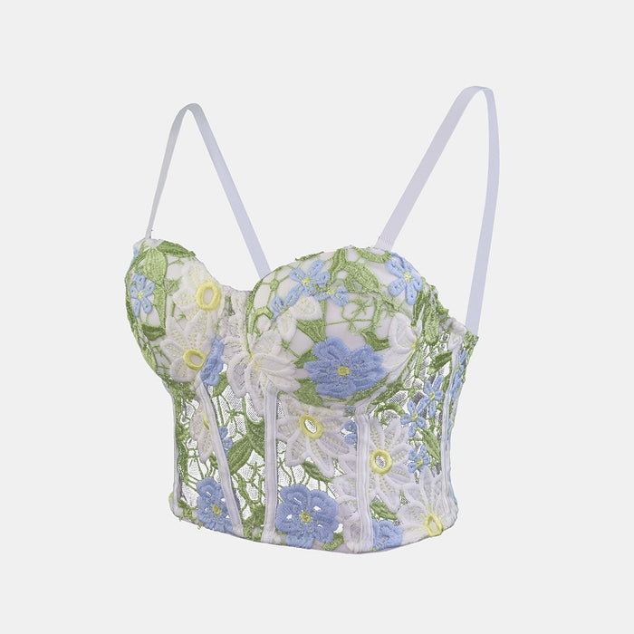Wearing Floral Mesh Breathable Summer Outerwear Boning Corset Bra Inner Water Soluble Lace Underwear Fresh Backpack Vest Sling-Fancey Boutique