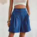 Color-Haze Blue-Summer Women Clothing Solid Color High Waisted Shorts Women Summer-Fancey Boutique