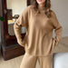 Color-Khaki Coat-Loose Casual Sweater Top Trousers Set-Fancey Boutique