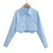 Color-Blue-Trendy Street Short Shirt Women Autumn Irregular Asymmetric High Waist Cropped Top-Fancey Boutique