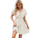 Color-Apricot-Women Lace Edge V Neck Short Dress Short Sleeve Dress Dress-Fancey Boutique