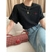 Love Small Embroidered Shoulder Slimming Casual Short Sleeved T Shirt Loose Early Spring-Fancey Boutique